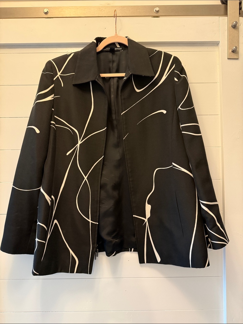 Abstract-Print Black & White Blazer Jacket